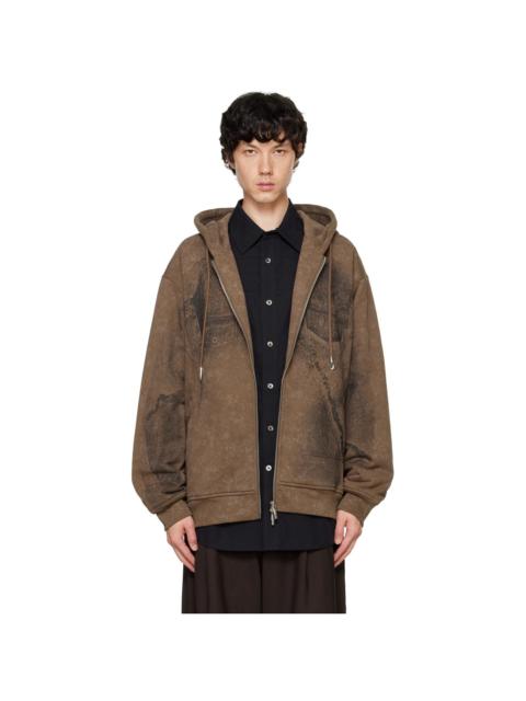 FENG CHEN WANG Brown Deconstruction Printed Hoodie
