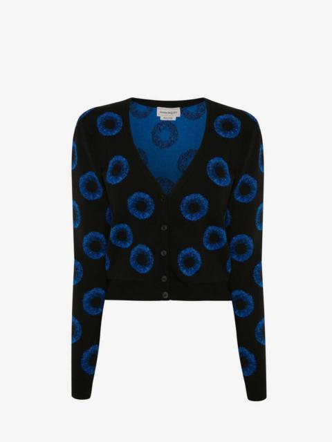 Women's Iris Jacquard Cardigan in Black/blue