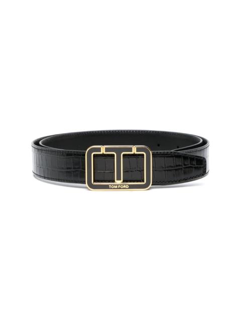 enamelled-logo buckle belt