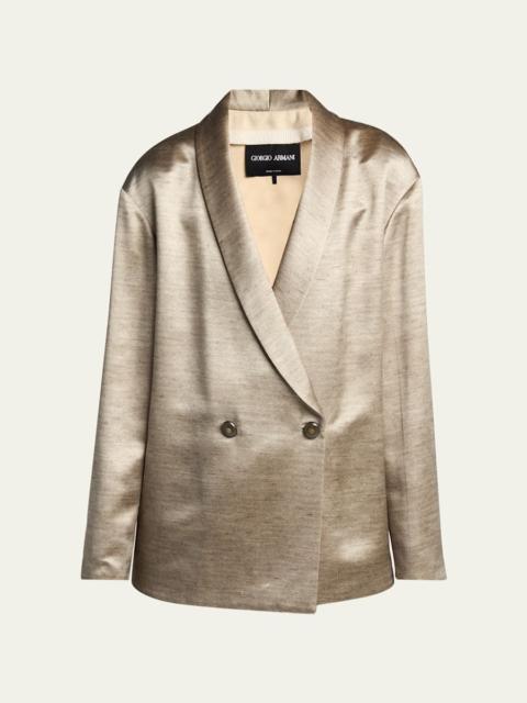 GIORGIO ARMANI Silk Double-Breasted Blazer Jacket
