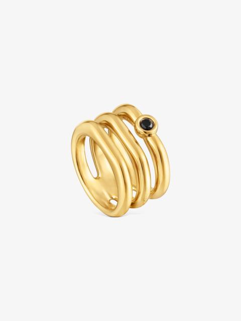TOUS Triple ring with 18K gold vermeil and black spinel TOUS Line