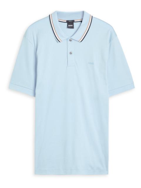 Boss Stripe-trimmed Cotton Polo Shirt