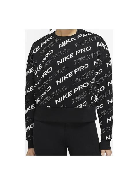 Nike (WMNS) Nike Pro Dri-FIT 둥근 목 스웨터 '블랙 화이트' CJ3589-010