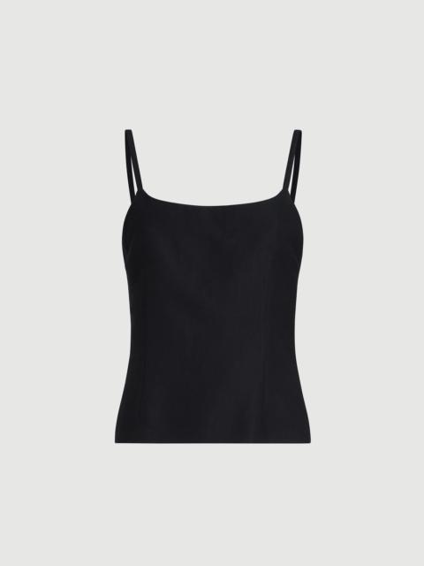 Brunello Cucinelli Viscose and linen fluid twill top with monili