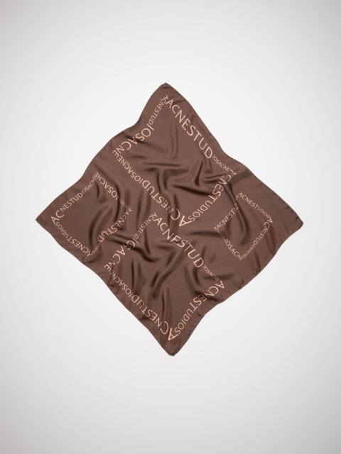 Acne Studios Logo silk scarf - Chocolate brown