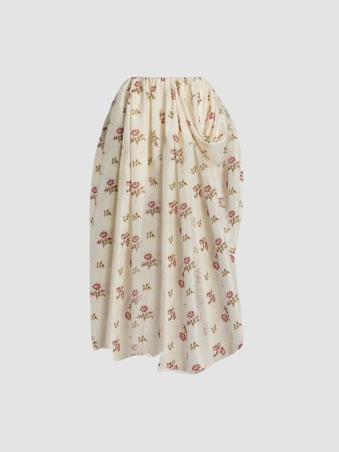 Erdem FLORAL PRINT SILK DRAPED MIDI SKIRT