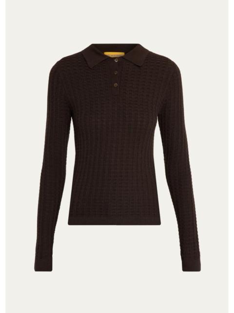 GUEST IN RESIDENCE Waffle-Knit Cashmere Polo Sweater