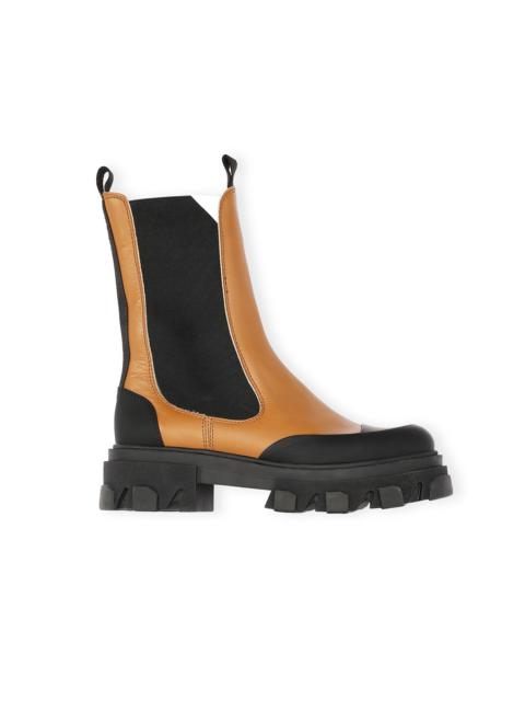 GANNI CALF LEATHER MID CHELSEA BOOT