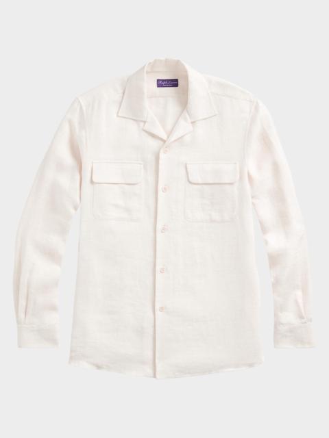 Ralph Lauren Men's Textured Linen-Blend Camp Shirt