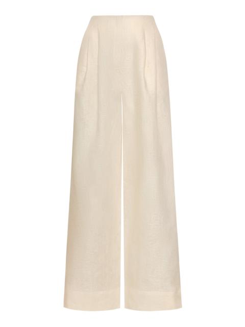 ANDRES OTALORA Ancestra High-Rise Linen Wide-Leg Pants ivory