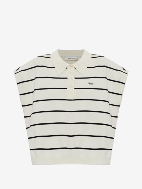 GESTUZ Saia striped short-sleeve polo top