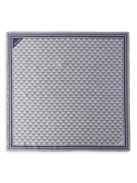 Prada Women's Printed Silk Scarf - Blue