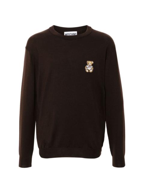 Teddy Bear-patch virgin wool jumper