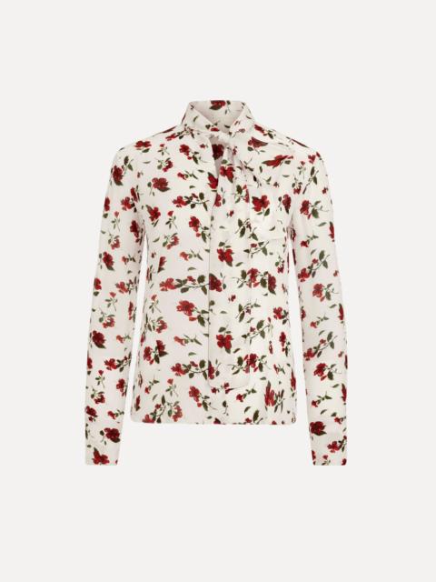 Oscar de la Renta HIBISCUS SILK CHIFFON BLOUSE