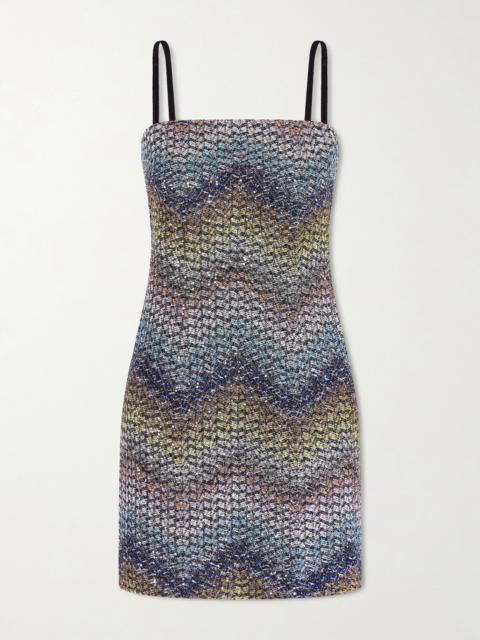 Missoni Sequin-embellished Metallic Crochet-knit Mini Dress