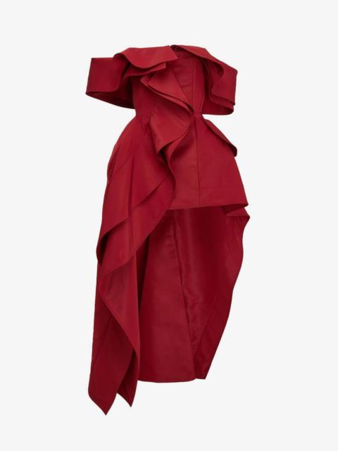 Women's Deconstructed Trench Dress in Blood Red