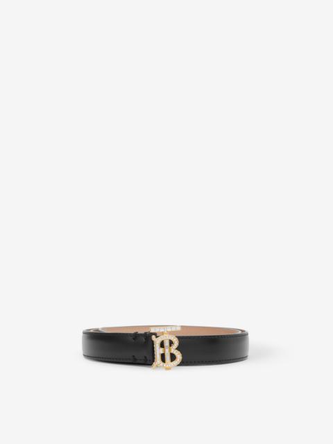 Burberry Crystal Monogram Motif Leather TB Belt