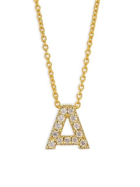 ROBERTO COIN Women's Tiny Treasures Diamond & 18K Yellow Gold Initial Necklace - Initial A