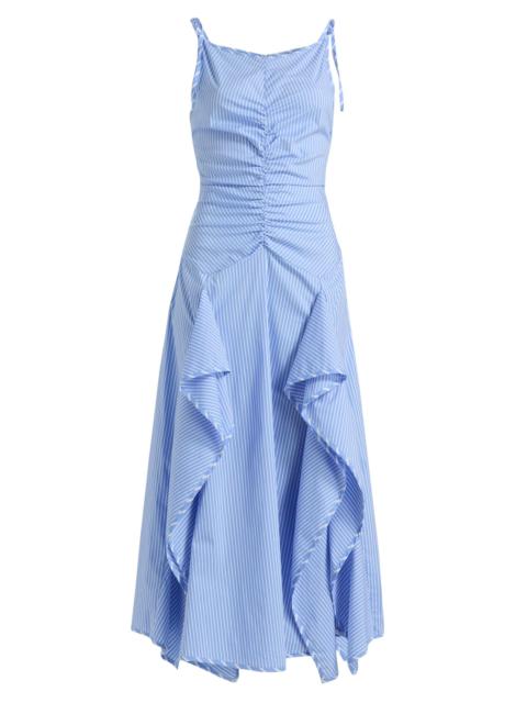 AKNVAS Women's Morgan Striped Cotton-Blend Poplin Midi-Dress - Blue Stripe