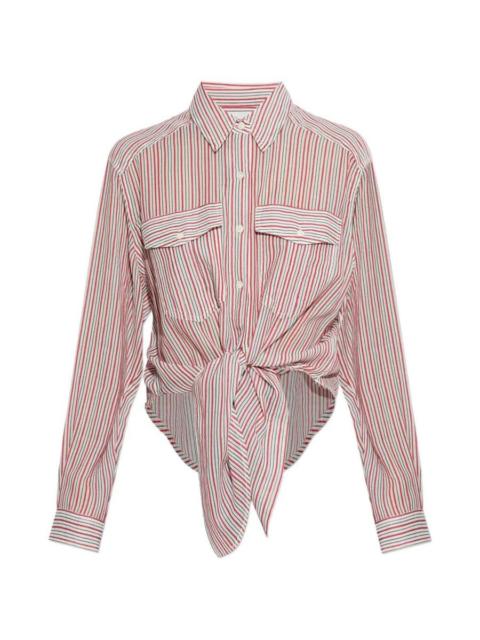 Isabel Marant Étoile Nath Tie-Up Striped Cotton Voile Shirt Clothing