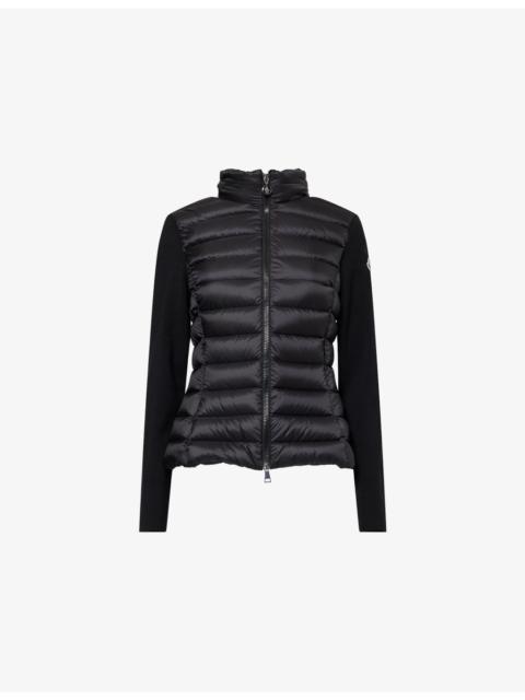 Moncler Hybrid Nylon and Wool Down Cardigan