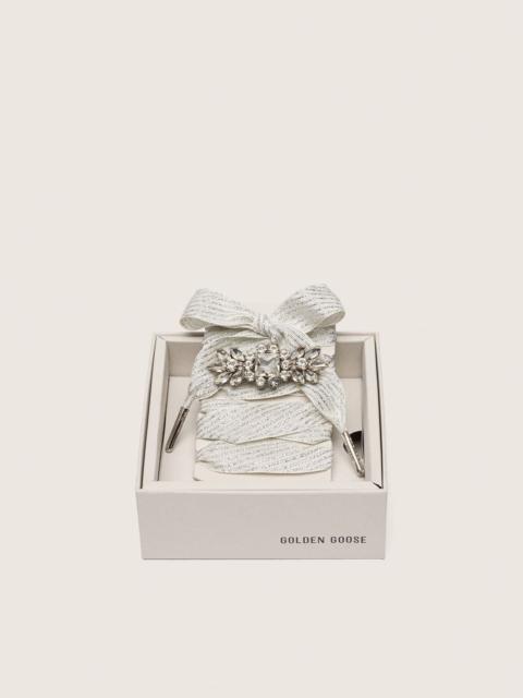 Golden Goose Skins silver laces with jewel appliqué