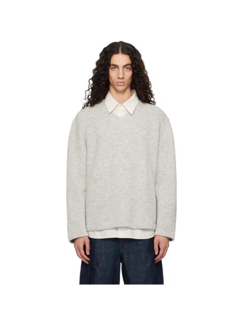 LADY WHITE CO. Gray  V-Neck Snap Sweater