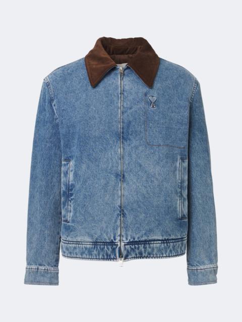 AMI Paris Ami de Coeur corduroy-trimmed denim jacket