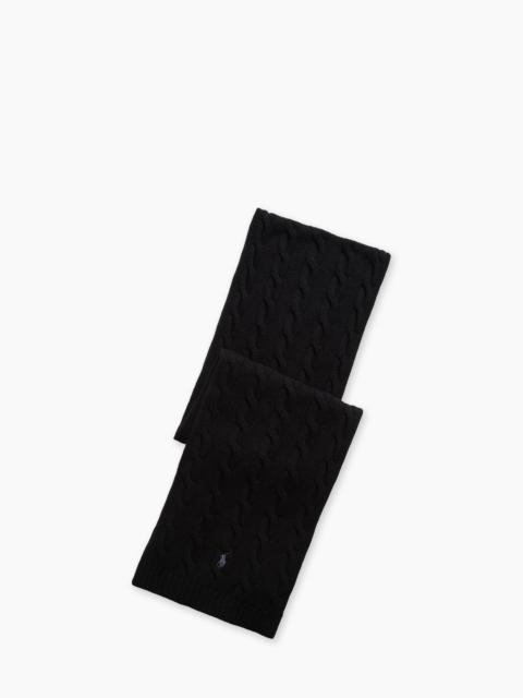 Polo Ralph Lauren POLO RALPH LAUREN CABLE-KNIT WOOL-CASHMERE SCARF POLO BLACK