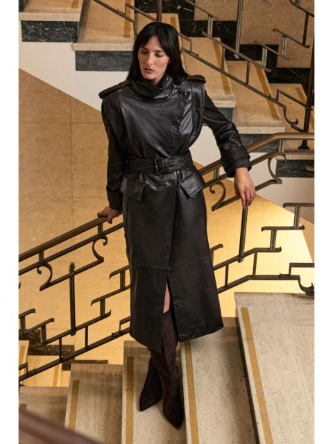 KAREN MILLEN Harper's Bazaar Leather High Neck Trench Coat