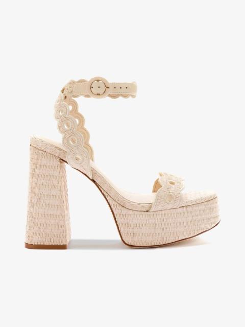 Dolly Broderie Sandal In Natural Raffia