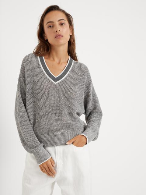 Linen English rib dazzling active sweater