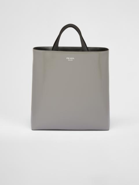 Brushed leather tote with water bottle