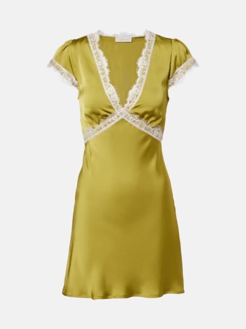 FAITHFULL Verena lace-trimmed satin minidress