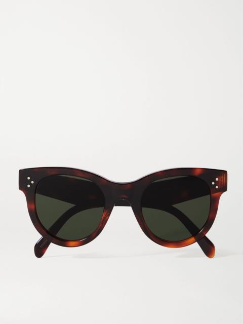 CELINE Round-frame acetate sunglasses Tortoiseshell