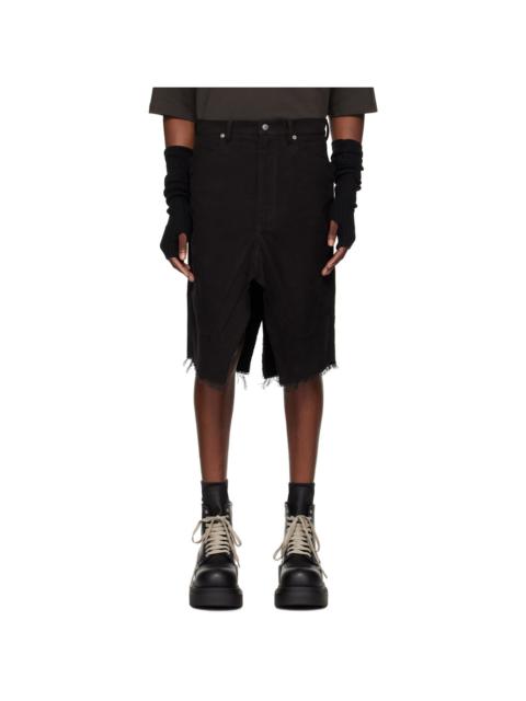 Rick Owens Black Porterville Slivered Denim Skirt