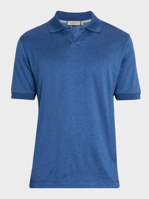 Canali Men's Cotton Johnny Collar Polo Shirt