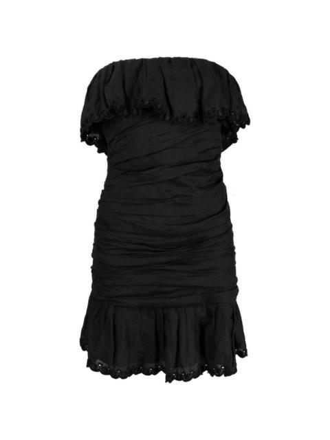 off-shoulder ruched minidress