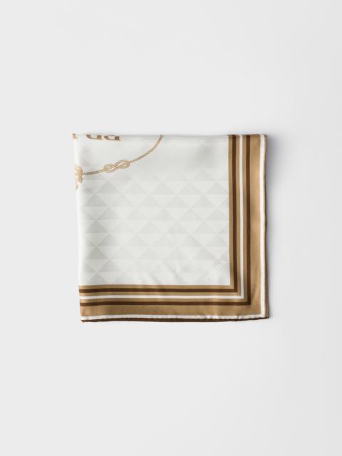 Prada Printed silk twill jacquard scarf 55