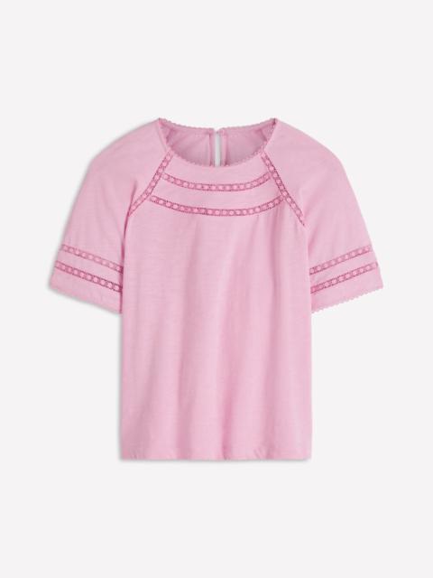 BODEN Poppy Trim Crew T-shirt-Pink Dolphin