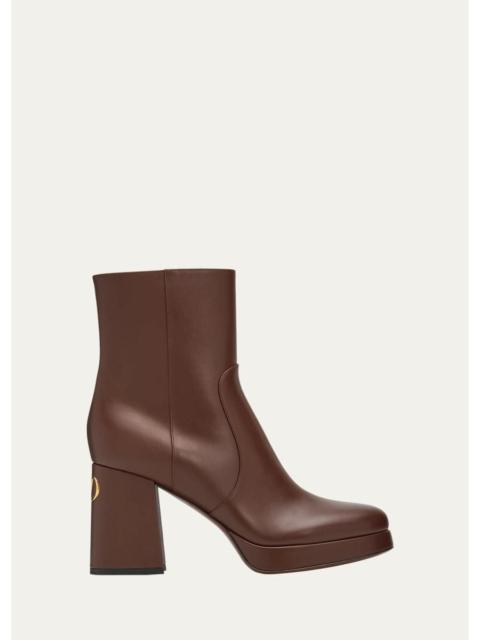 Valentino 90mm Fawcette Platform Leather Ankle Boots