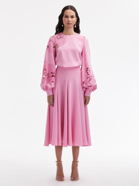 Oscar de la Renta SILK GEORGETTE MIDI SKIRT