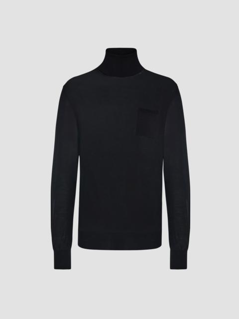 FERRAGAMO Men's Mock Turtleneck Wool Sweater - Nero