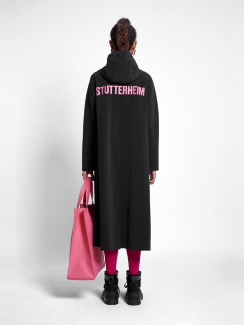 Stutterheim Mosebacke Long Print Matte Raincoat Black