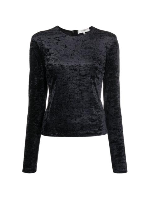 long-sleeve velvet T-shirt