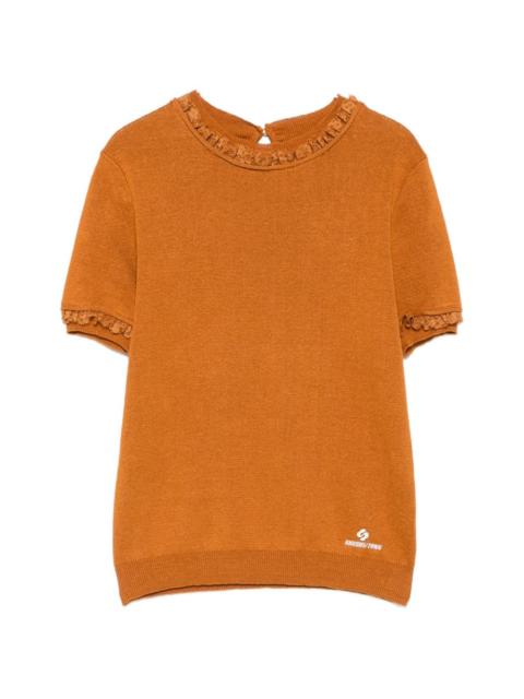 SHUSHU/TONG lace-trimmed short-sleeve sweater