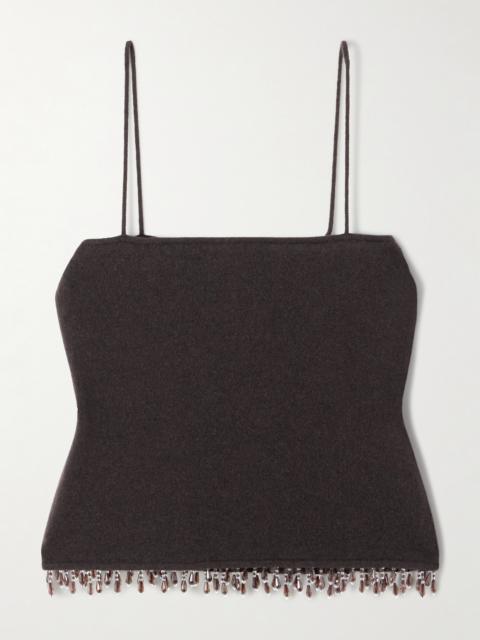 BODE Fringed Bead-embellished Wool And Cashmere-blend Top