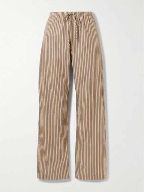 LESET Yoshi striped cotton and Lyocell-blend wide-leg pants Light brown