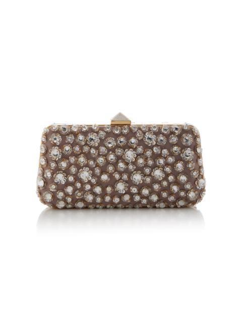 Carry Secrets Crystal-Embellished Minaudiere Clutch silver