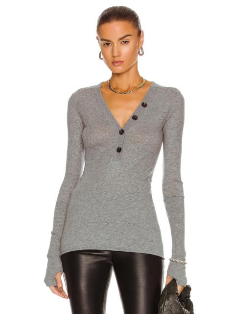 Enza Costa Cashmere Long Sleeve Cuffed Henley Top